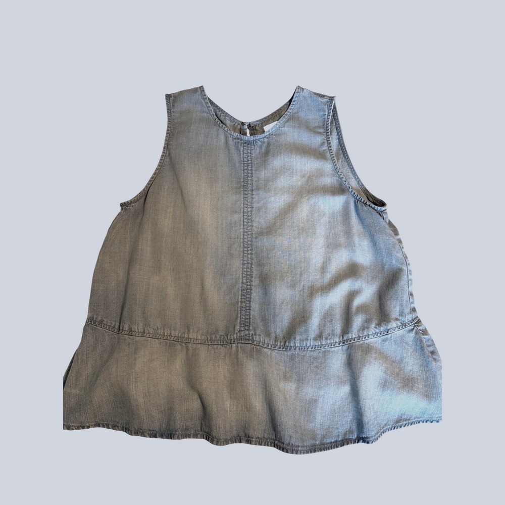 Cloth & Stone Peplum Top Womens Small Blue Excellent Sleeveless Tencel Blouse